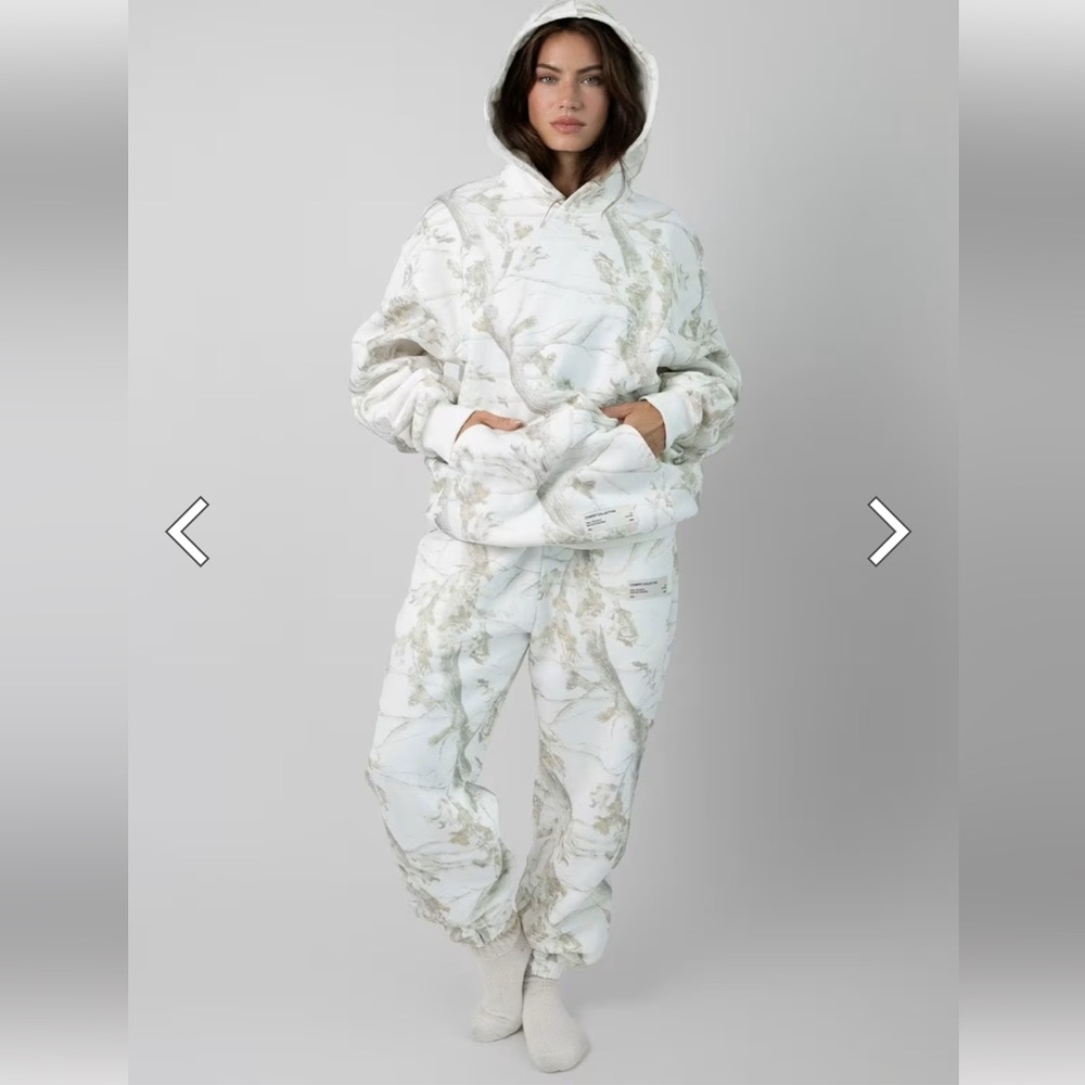 Women's White and Gray Hoodie and Sweatpants Set